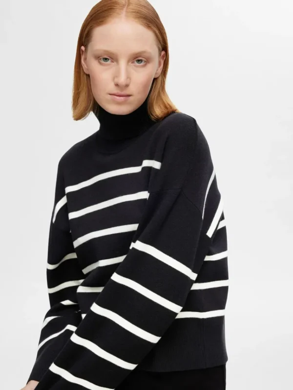 SELECTED STICKAD POLOTRÖJA Black Outlet