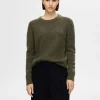 SELECTED STICKAD RUNDRINGAD TRÖJA Green Online