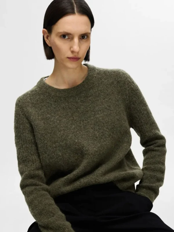 SELECTED STICKAD RUNDRINGAD TRÖJA Green Online