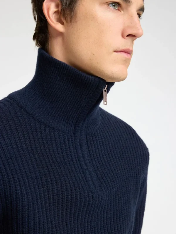 SELECTED STICKAD TRÖJA MED HALVLÅNGT BLIXTLÅS Blue Best Sale
