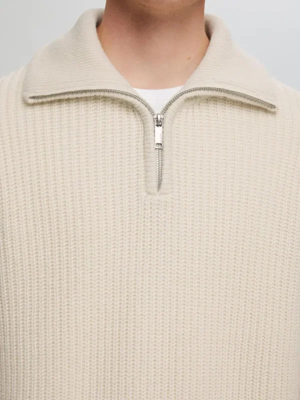 SELECTED STICKAD TRÖJA MED HALVLÅNGT BLIXTLÅS Beige Cheap