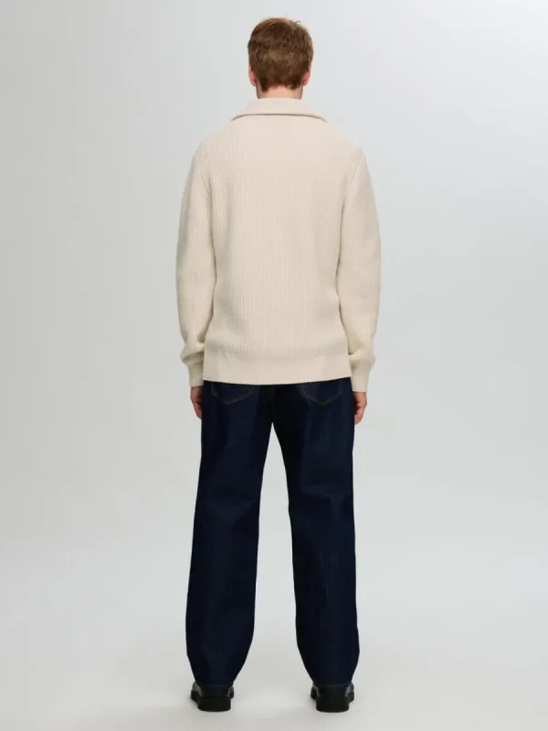 SELECTED STICKAD TRÖJA MED HALVLÅNGT BLIXTLÅS Beige Cheap