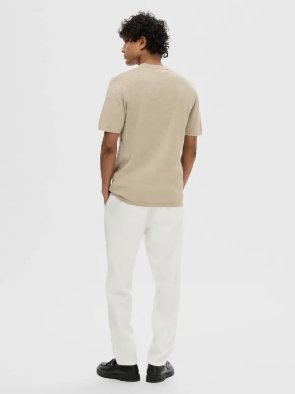 SELECTED STICKAD T-SHIRT Beige Hot