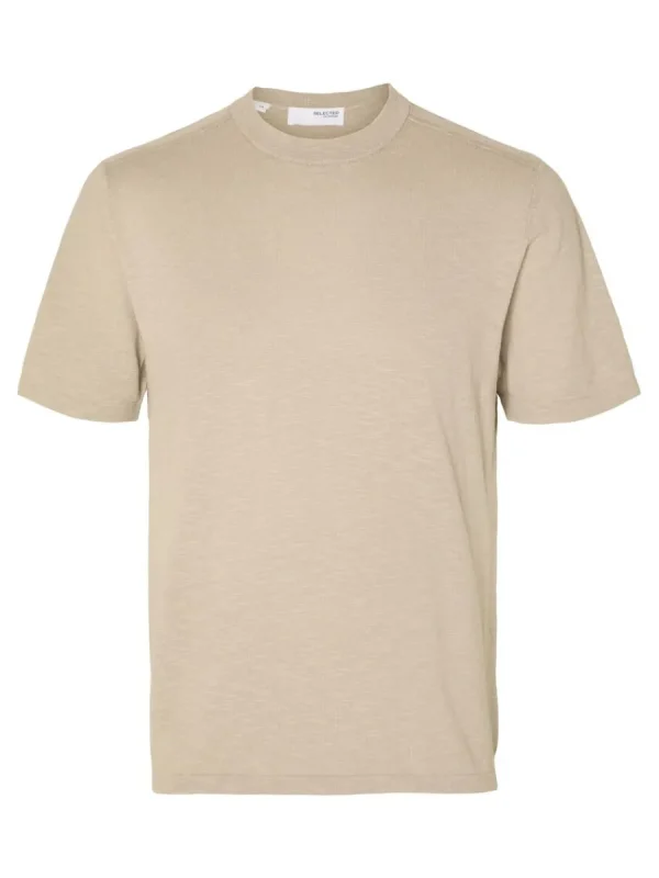 SELECTED STICKAD T-SHIRT Beige Hot