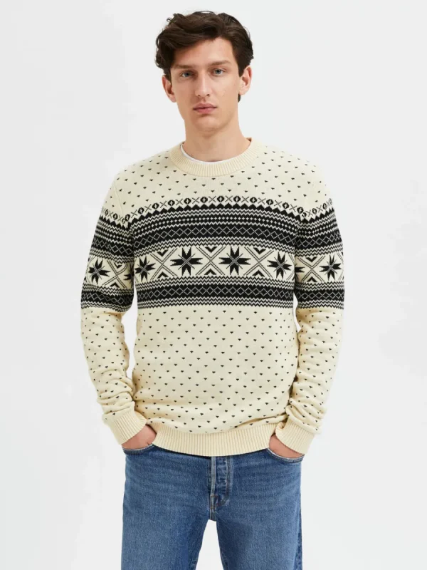 SELECTED STICKAD VINTER TRÖJA Beige Fashion