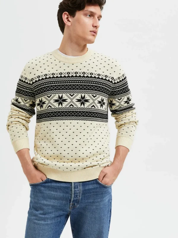 SELECTED STICKAD VINTER TRÖJA Beige Fashion