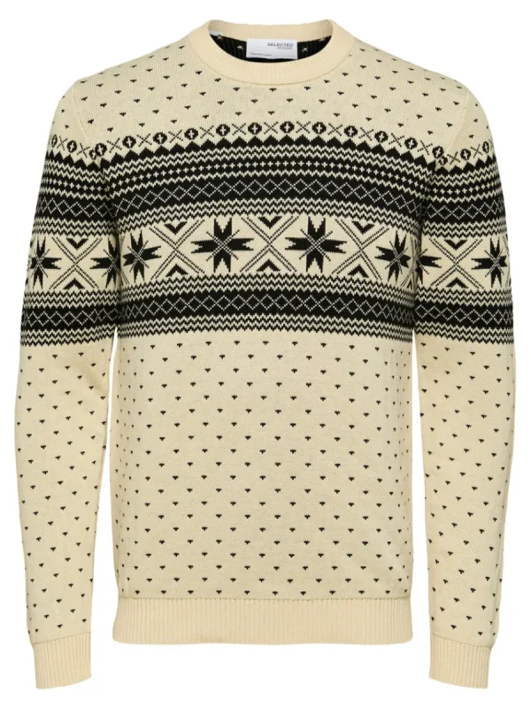 SELECTED STICKAD VINTER TRÖJA Beige Fashion