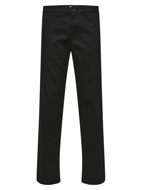 SELECTED 196 STRAIGHT FIT CHINOS Black Flash Sale