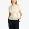SELECTED STRUKTURERAD KORTÄRMAD TOPP Beige Clearance
