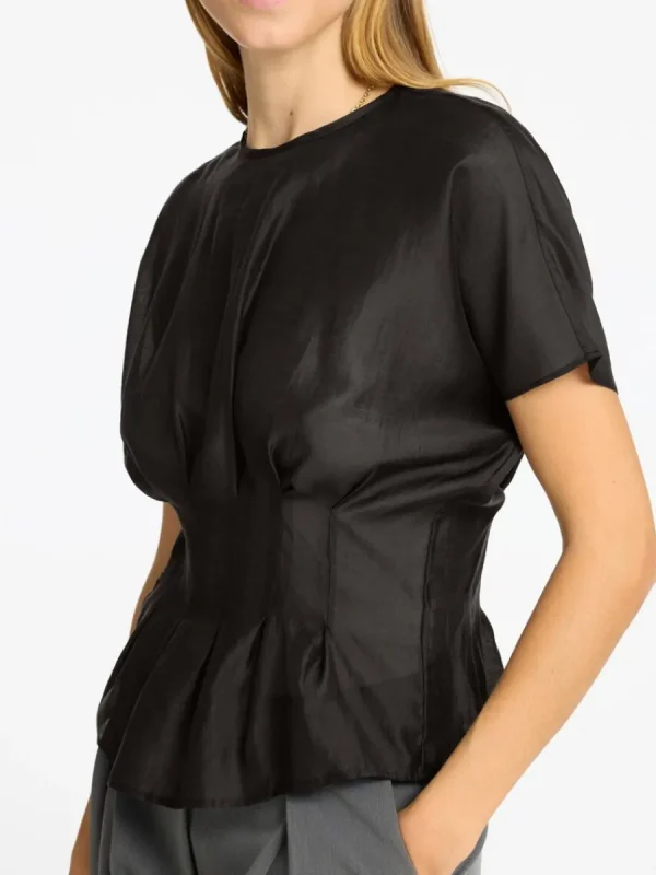 SELECTED STRUKTURERAD KORTÄRMAD TOPP Black Outlet