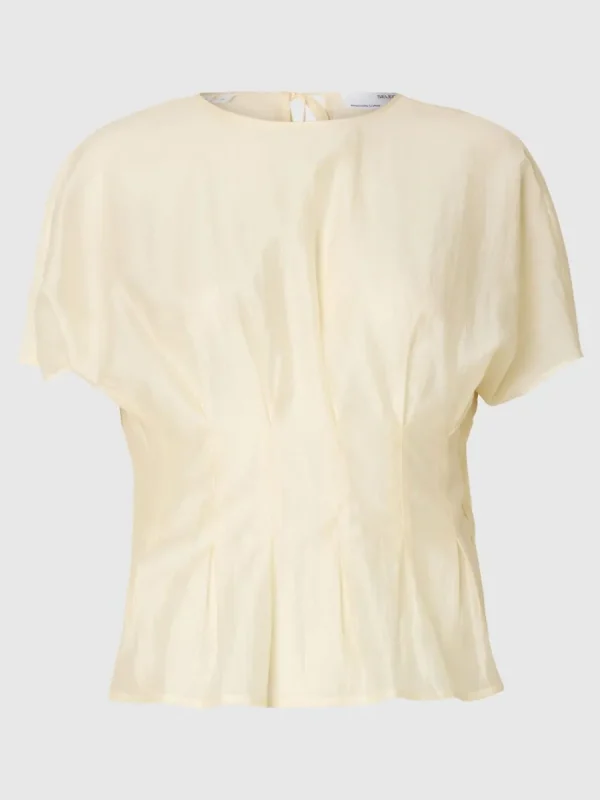 SELECTED STRUKTURERAD KORTÄRMAD TOPP Beige Clearance
