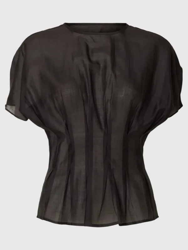 SELECTED STRUKTURERAD KORTÄRMAD TOPP Black Outlet
