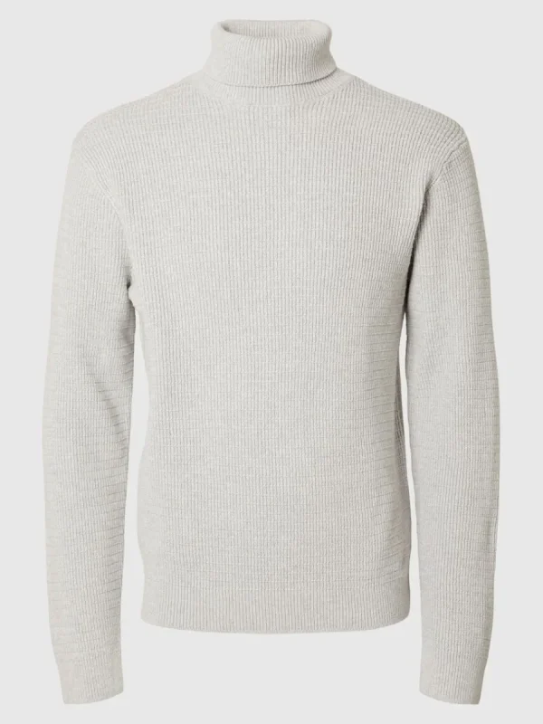 SELECTED STRUKTURERAD POLOTRÖJA Grey Flash Sale