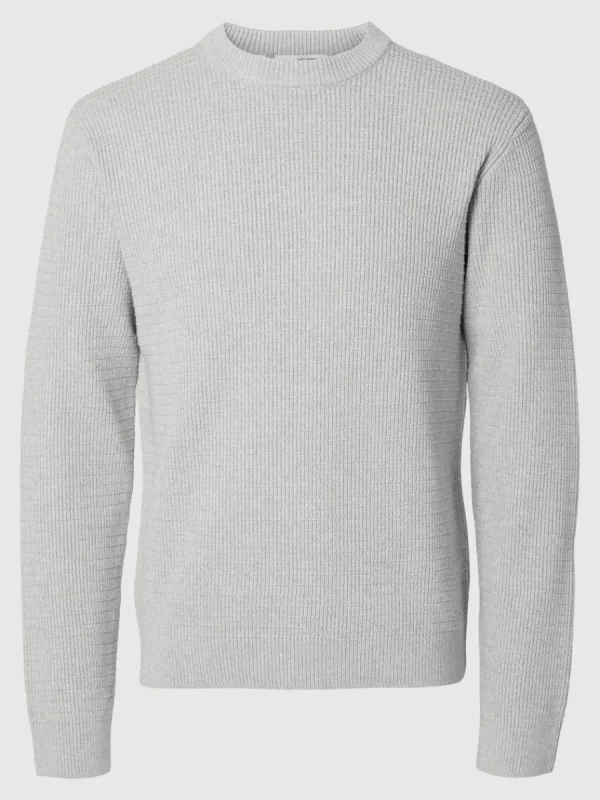 SELECTED STRUKTURERAD RUNDRINGAD TRÖJA Grey New