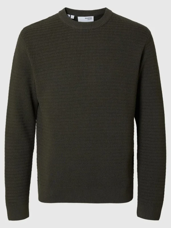 SELECTED STRUKTURERAD RUNDRINGAD TRÖJA Green New
