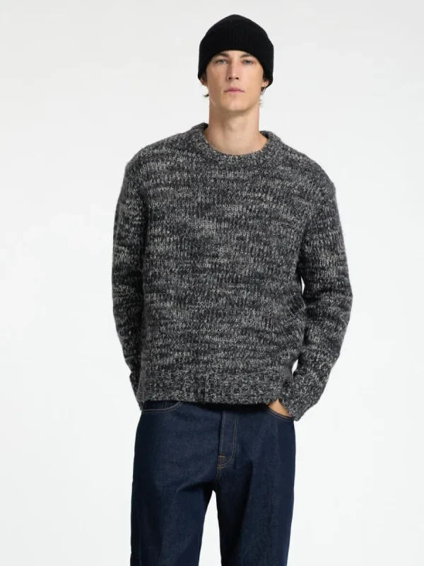 SELECTED STRUKTURERAD STICKAD TRÖJA Grey Sale