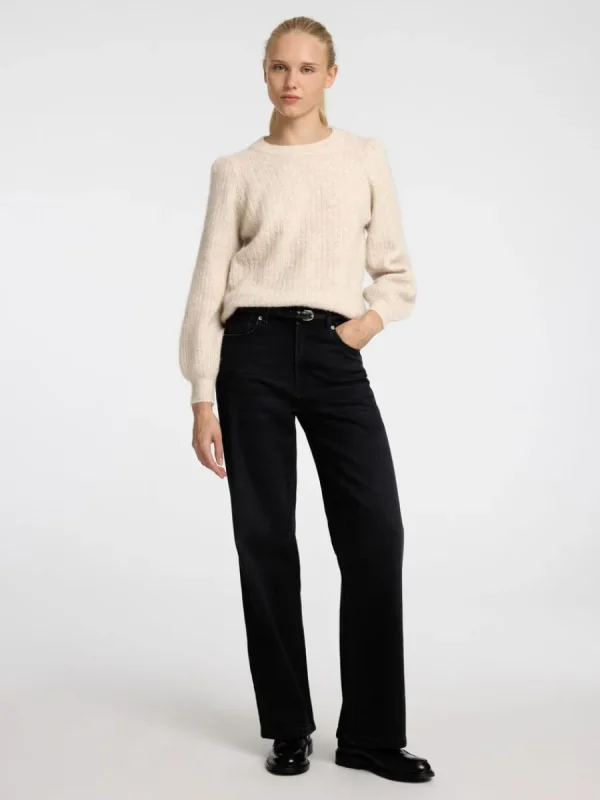 SELECTED STRUKTURERAD STICKAD TRÖJA Beige Fashion