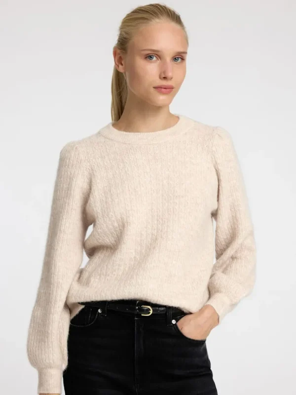 SELECTED STRUKTURERAD STICKAD TRÖJA Beige Fashion
