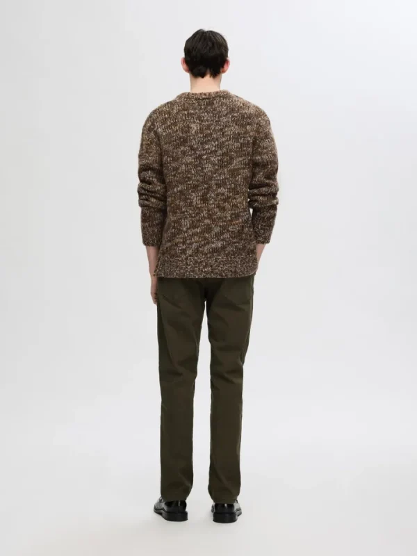 SELECTED STRUKTURERAD STICKAD TRÖJA Brown Shop