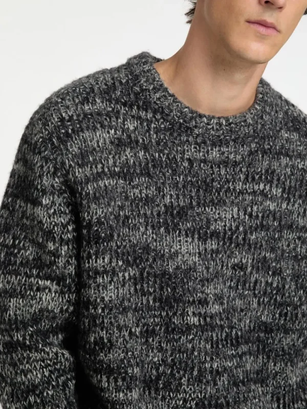 SELECTED STRUKTURERAD STICKAD TRÖJA Grey Sale