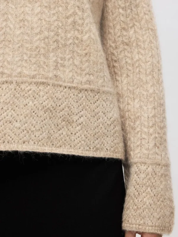 SELECTED STRUKTURERAD STICKAD TRÖJA Beige Hot