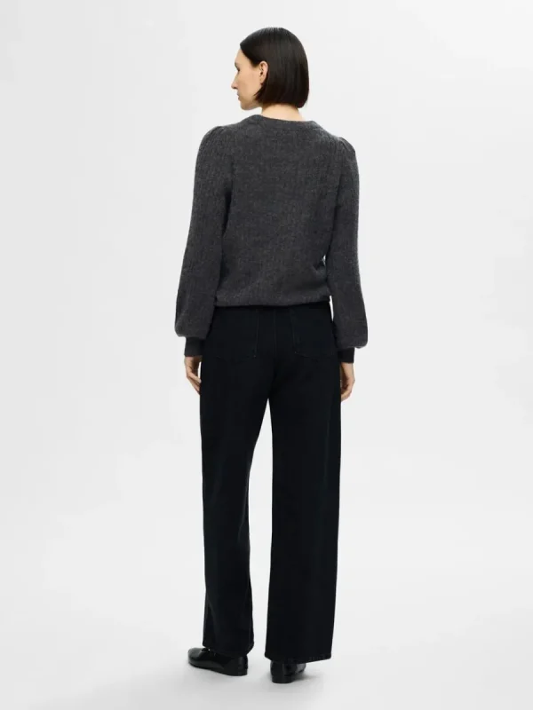 SELECTED STRUKTURERAD STICKAD TRÖJA Grey Best