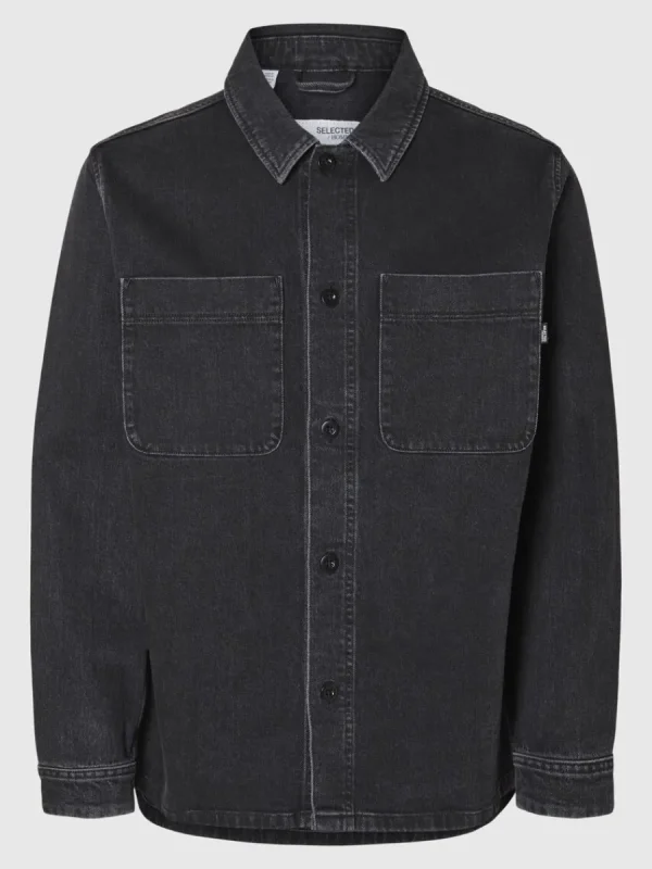 SELECTED SVART DENIM ÖVERSKJORTA Black Discount