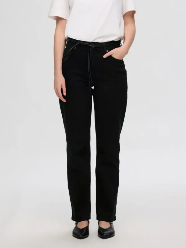 SELECTED SVARTA STRAIGHT FIT-JEANS Black Outlet