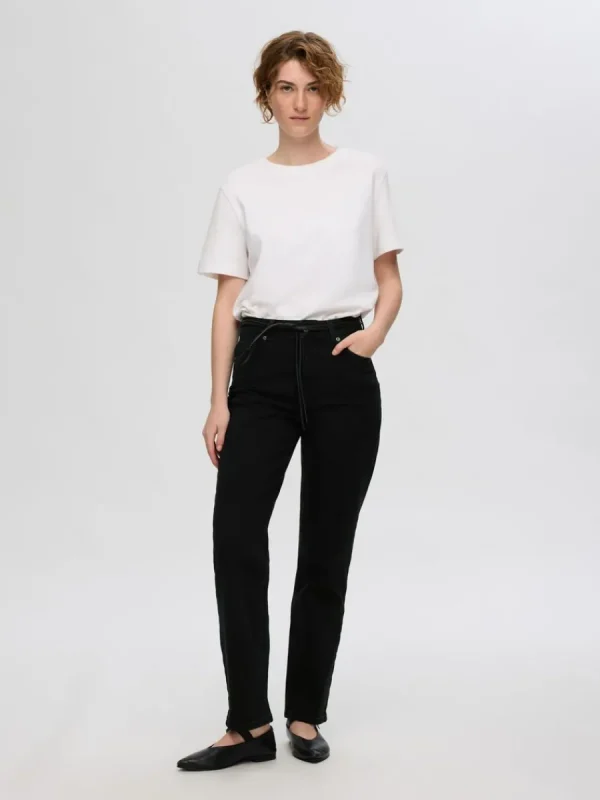 SELECTED SVARTA STRAIGHT FIT-JEANS Black Outlet