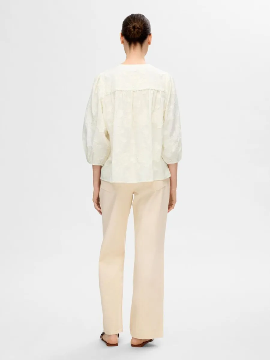 texturerad_blus_med_rmar_4-1.webp SELECTED TEXTURERAD BLUS MED 3/4-ÄRMAR White Flash Sale