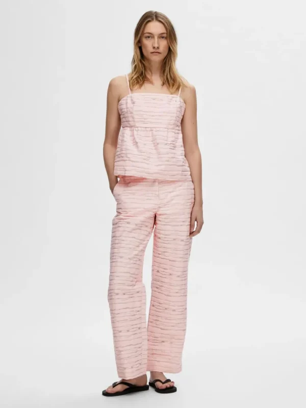 SELECTED TEXTURERAD BYXOR MED VIDA BEN Pink New