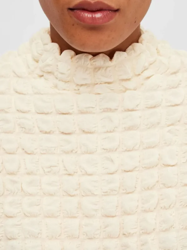 SELECTED TEXTURERAD KORTÄRMAD TOPP White Shop