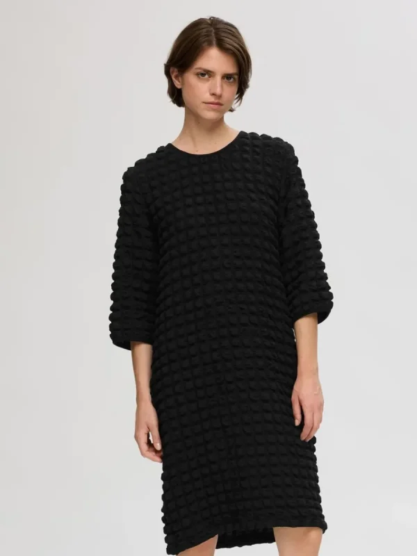 SELECTED TEXTURERAD MIDIKLÄNNING Black Flash Sale