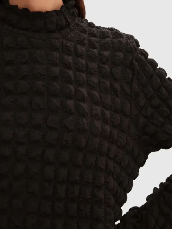 SELECTED TEXTURERAD MIDIKLÄNNING Black Outlet