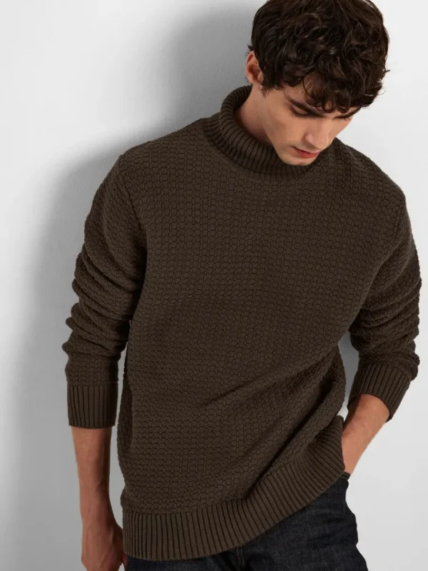 SELECTED TEXTURERAD POLOTRÖJA TRÖJA Brown Hot