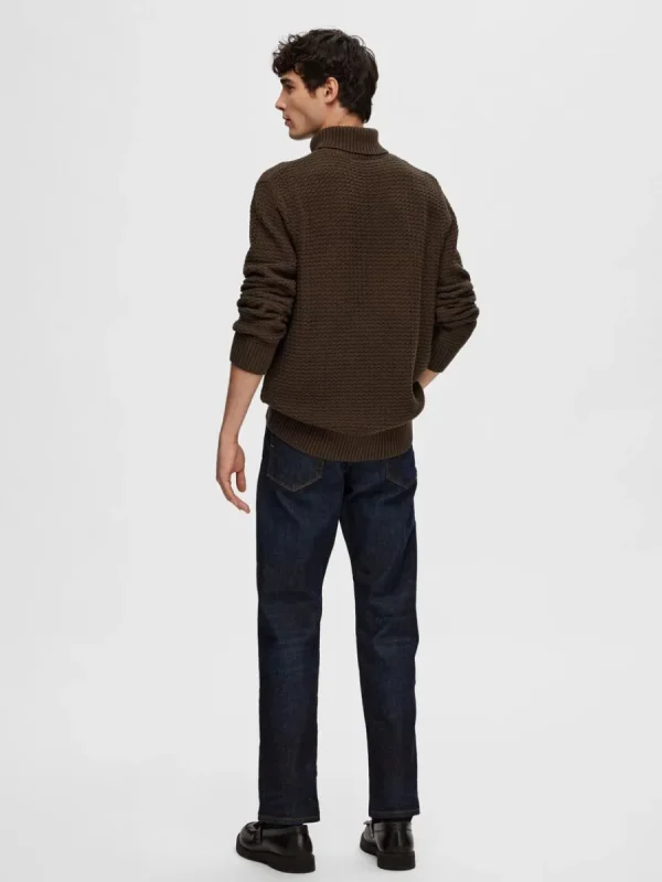 SELECTED TEXTURERAD POLOTRÖJA TRÖJA Brown Hot