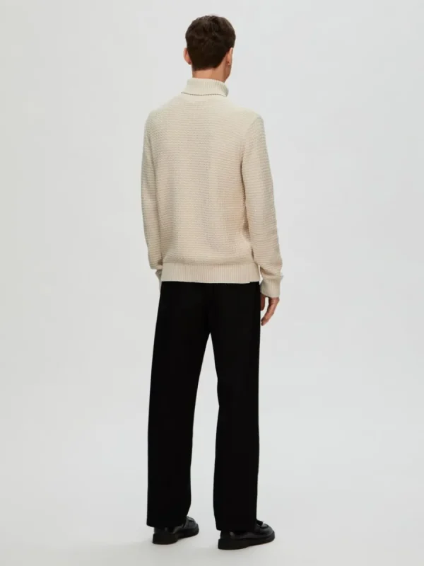 SELECTED TEXTURERAD POLOTRÖJA TRÖJA Beige Best