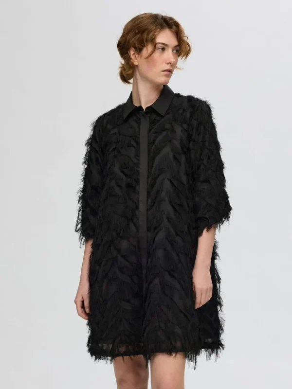 SELECTED TEXTURERAD SKJORTKLÄNNING Black Discount