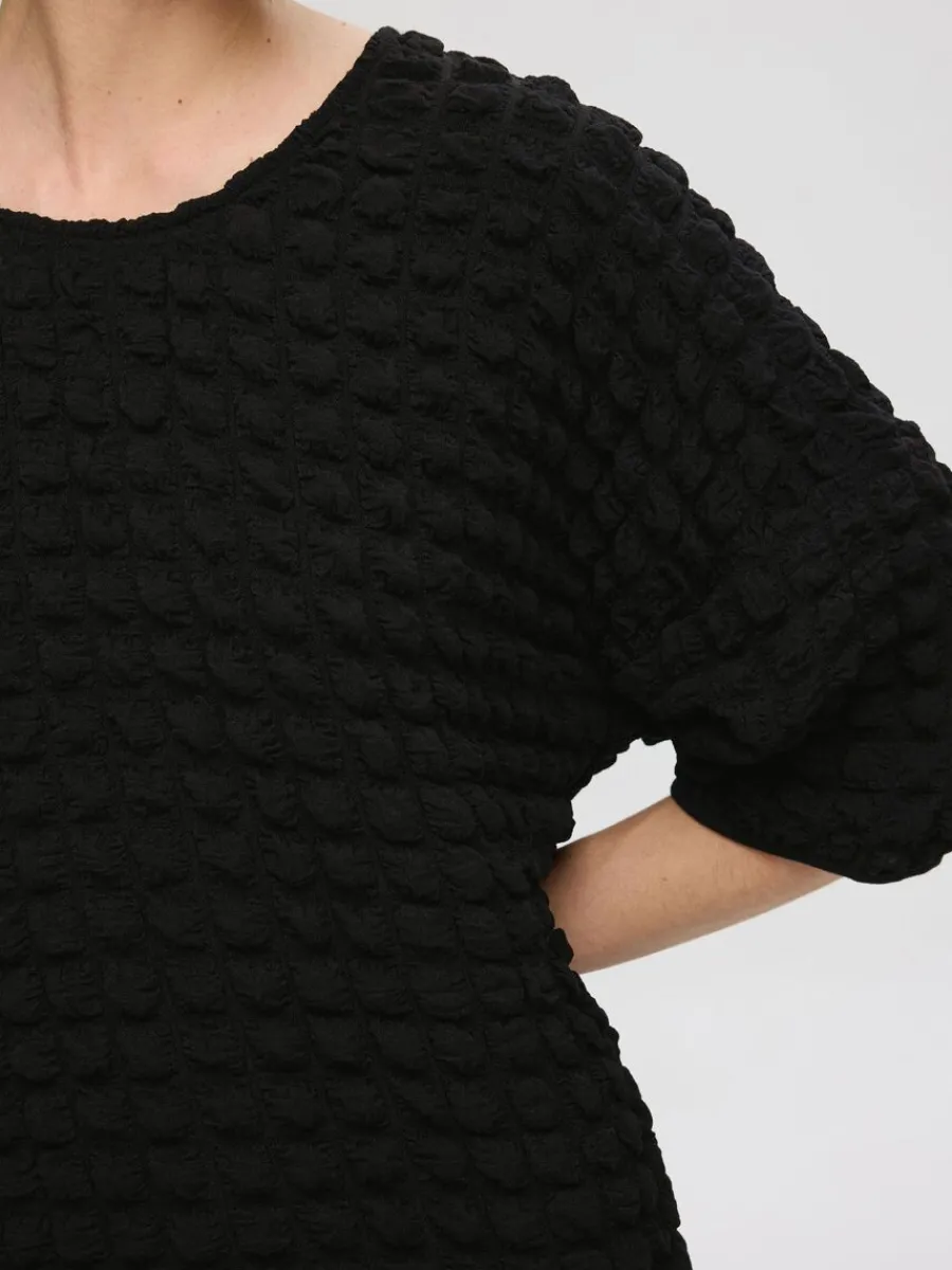texturerad_topp_med_rmar_3-2.webp SELECTED TEXTURERAD TOPP MED 3/4-ÄRMAR Black Outlet