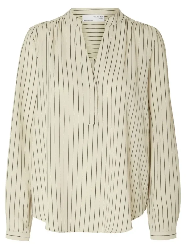 SELECTED TRYCK BLUS Beige Flash Sale