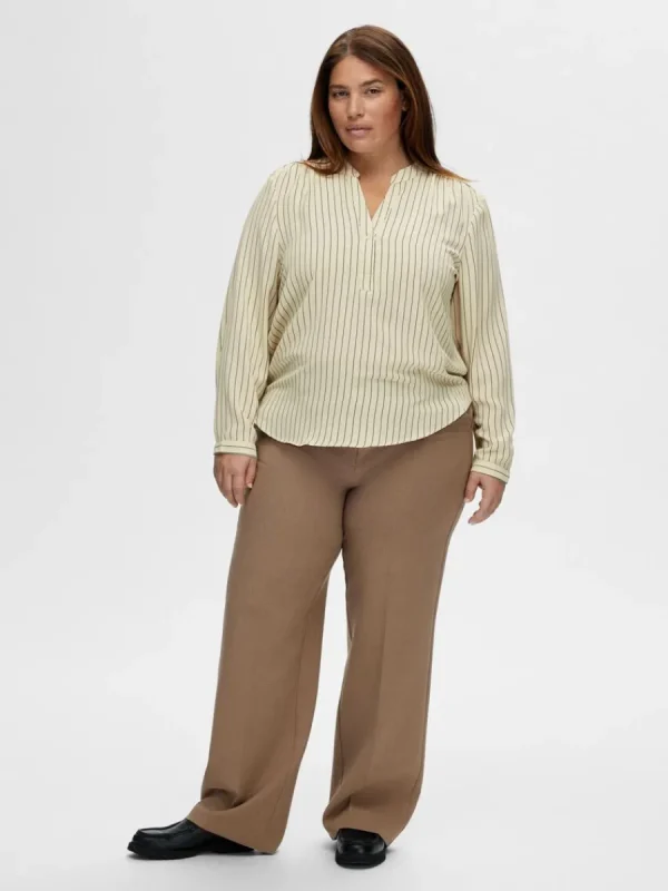 SELECTED TRYCK BLUS Beige Flash Sale