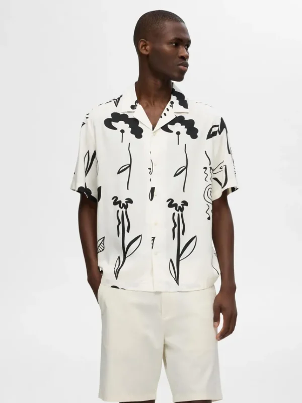 SELECTED TRYCK KORTÄRMAD SKJORTA White Cheap