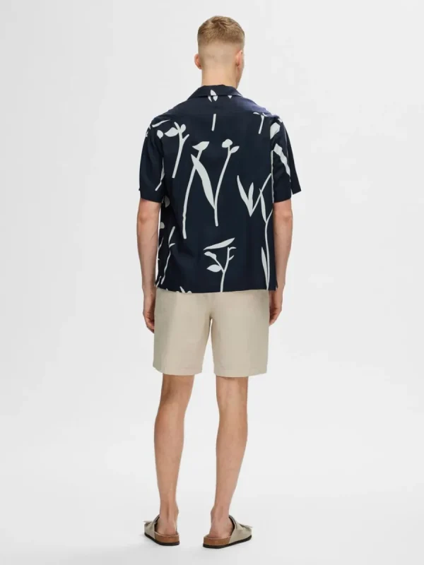SELECTED TRYCK KORTÄRMAD SKJORTA Blue Fashion