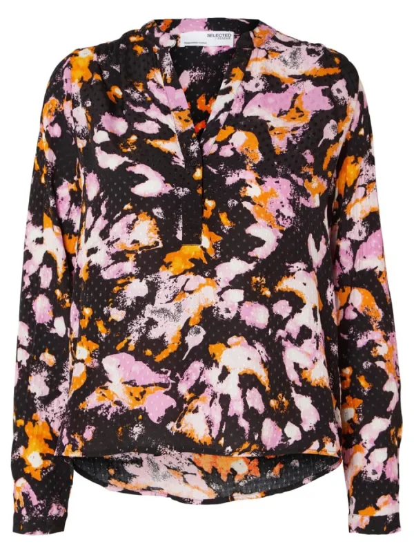 SELECTED TRYCK LÅNGÄRMAD BLUS Coloured Cheap