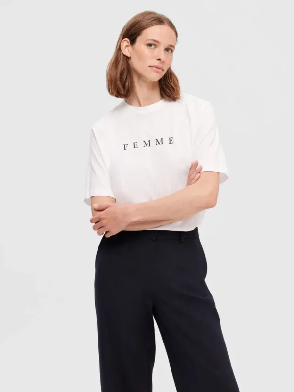 SELECTED TRYCK T-SHIRT White Fashion