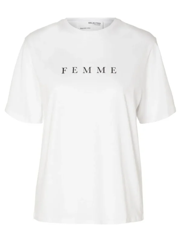 SELECTED TRYCK T-SHIRT White Fashion