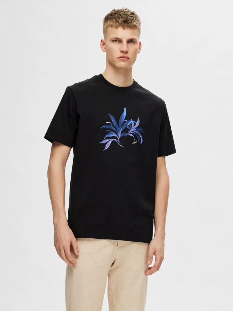 tryckt_bomulls_tshirt_0-5.webp SELECTED TRYCKT BOMULLS T-SHIRT Black Clearance