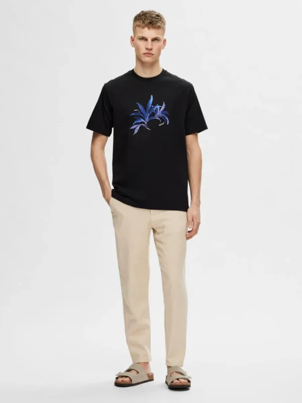 SELECTED TRYCKT BOMULLS T-SHIRT Black Clearance
