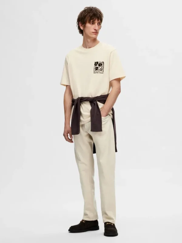 SELECTED TRYCKT BOMULLS T-SHIRT Beige Store