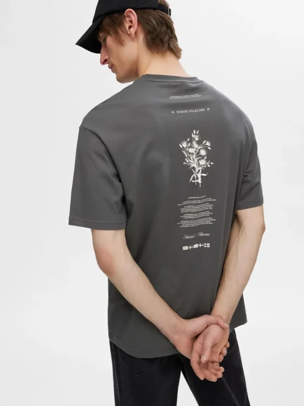 SELECTED TRYCKT BOMULLS T-SHIRT Grey Hot
